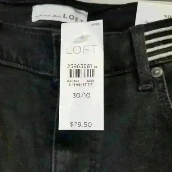 Women's Loft Modern Skinny Black Embroidered Waist Jeans Size 10 - Picture 6 of 9